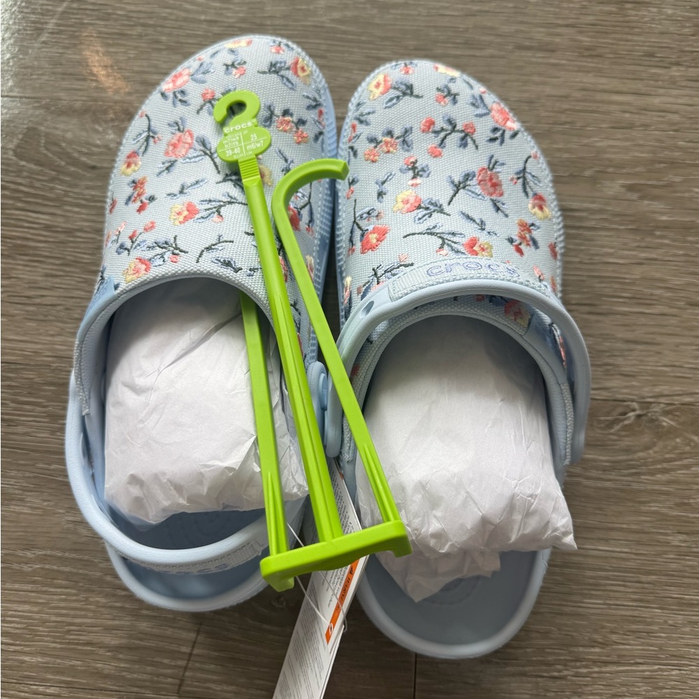 CROCS Women's Floral Mules - Light Blue